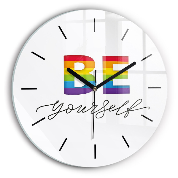 Round glass wall clock The inscription Be yourself