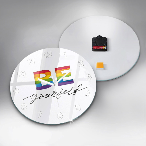 Round glass wall clock The inscription Be yourself