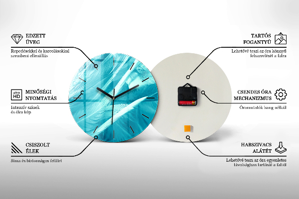 Round glass wall clock Abstraction brain