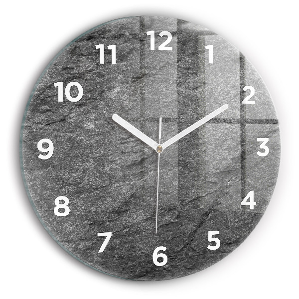 Round glass wall clock Volcanic rock