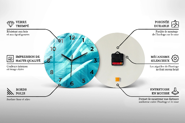 Round glass wall clock Volcanic rock