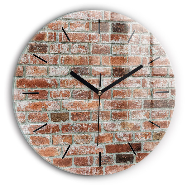 Round glass wall clock Brick wall