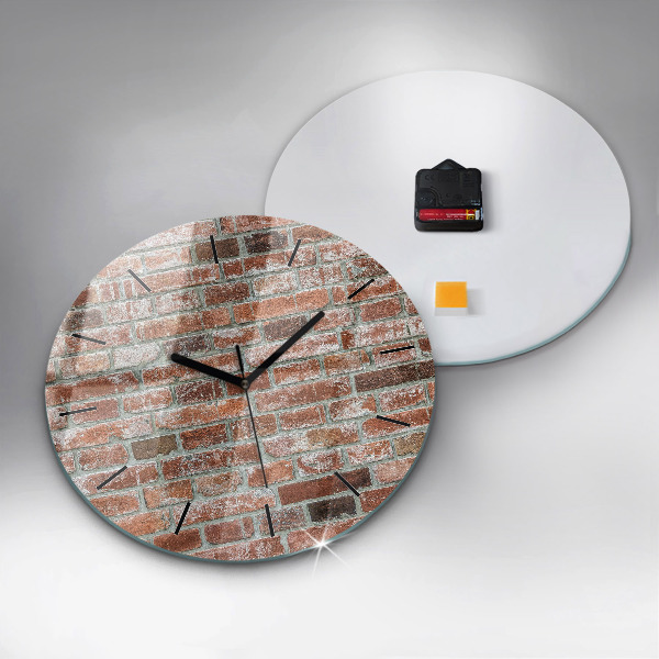 Round glass wall clock Brick wall