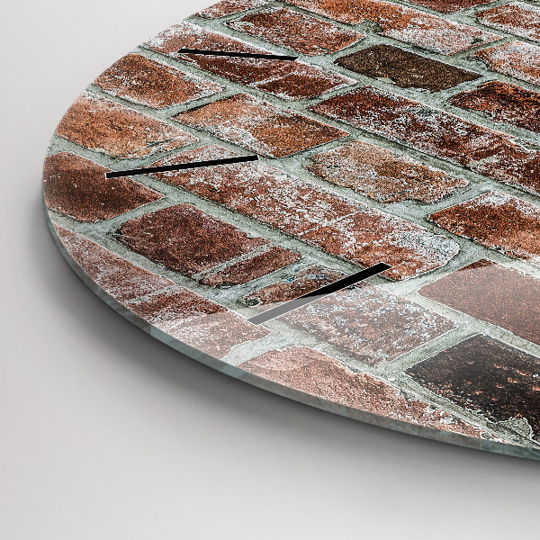 Round glass wall clock Brick wall