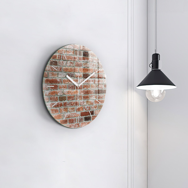 Round glass wall clock Brick wall