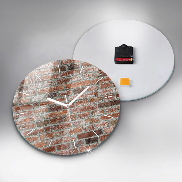 Round glass wall clock Brick wall