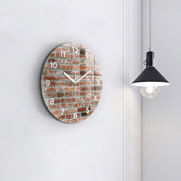 Round glass wall clock Brick wall