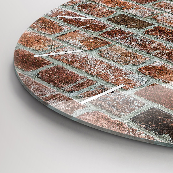 Round glass wall clock Brick wall