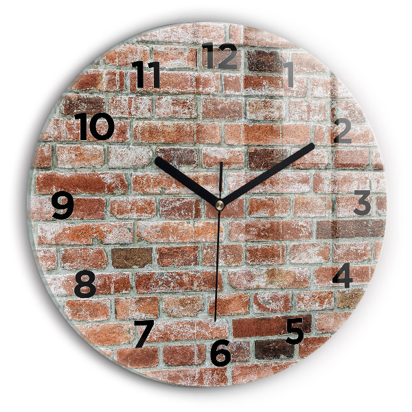 Round glass wall clock Brick wall