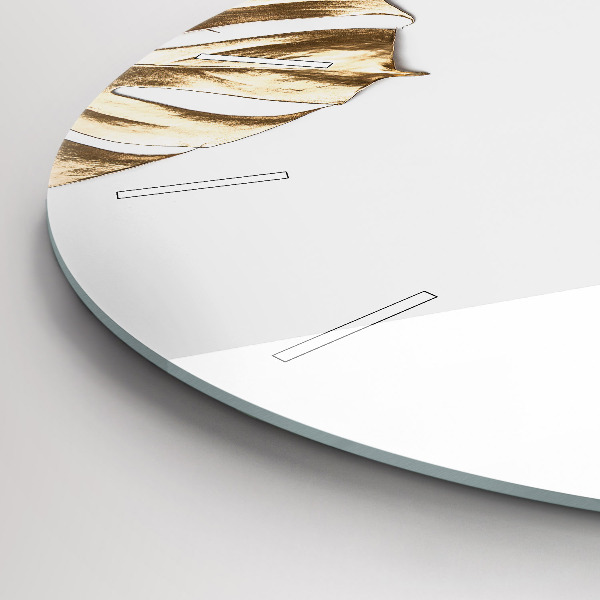 Round glass wall clock Tropical leaves