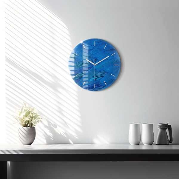 Round glass wall clock Bird feather