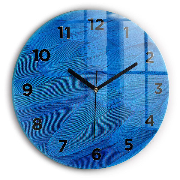 Round glass wall clock Bird feather