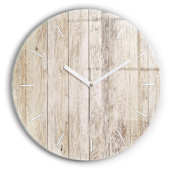 Round glass wall clock Wooden panels