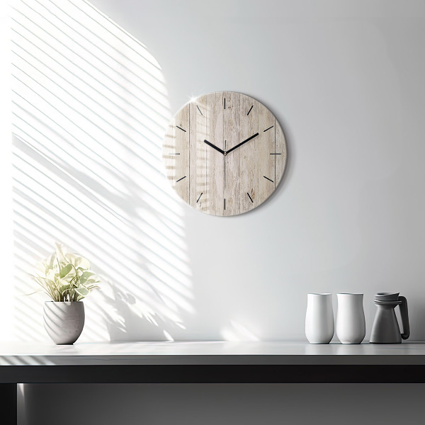 Round glass wall clock Wooden panels