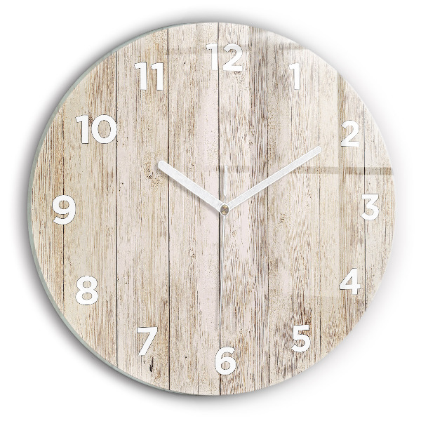 Round glass wall clock Wooden panels