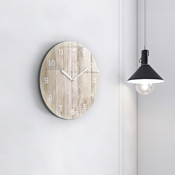 Round glass wall clock Wooden panels