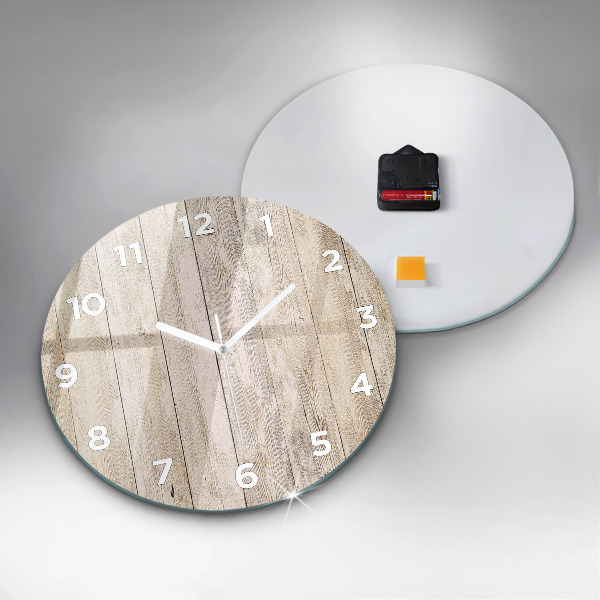 Round glass wall clock Wooden panels