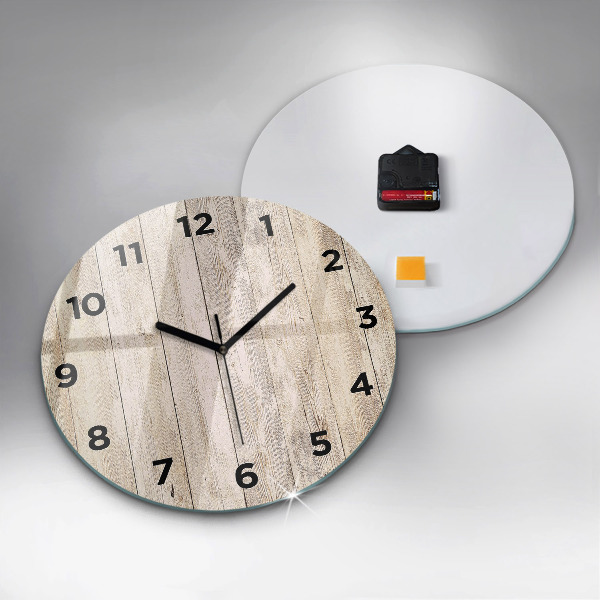 Round glass wall clock Wooden panels