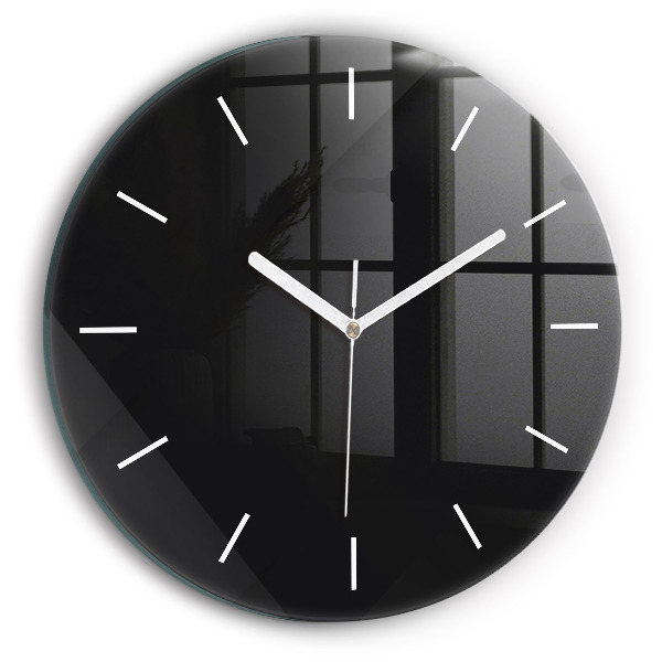 Round glass wall clock Dark wall pattern