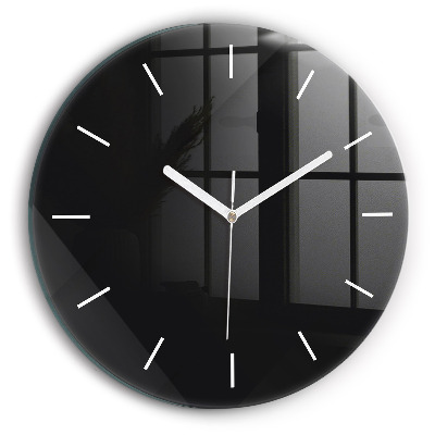Round glass wall clock Dark wall pattern