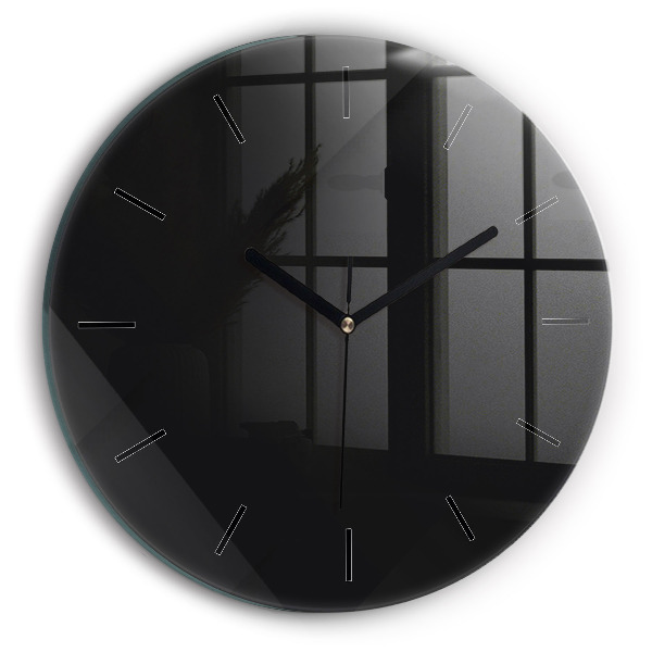 Round glass wall clock Dark wall pattern