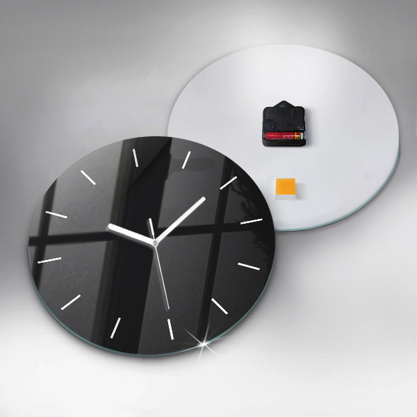 Round glass wall clock Dark wall pattern