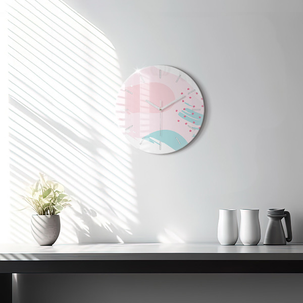 Round glass wall clock Pastel abstraction