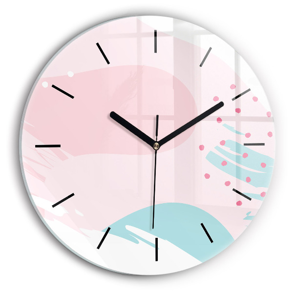 Round glass wall clock Pastel abstraction