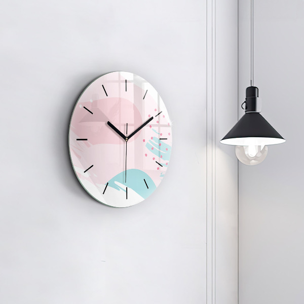 Round glass wall clock Pastel abstraction