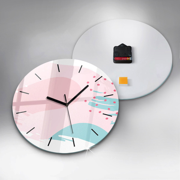 Round glass wall clock Pastel abstraction