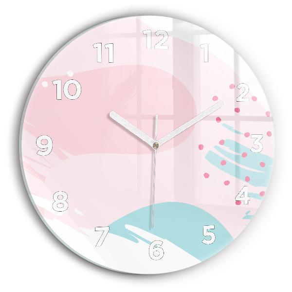 Round glass wall clock Pastel abstraction
