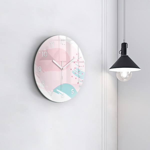 Round glass wall clock Pastel abstraction
