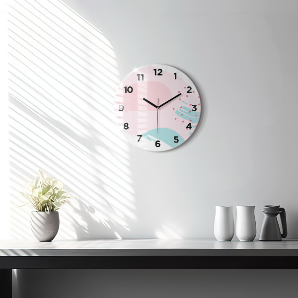Round glass wall clock Pastel abstraction