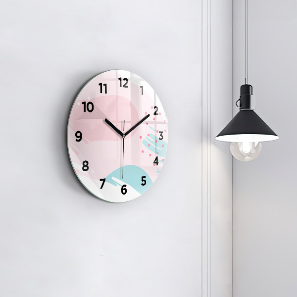 Round glass wall clock Pastel abstraction