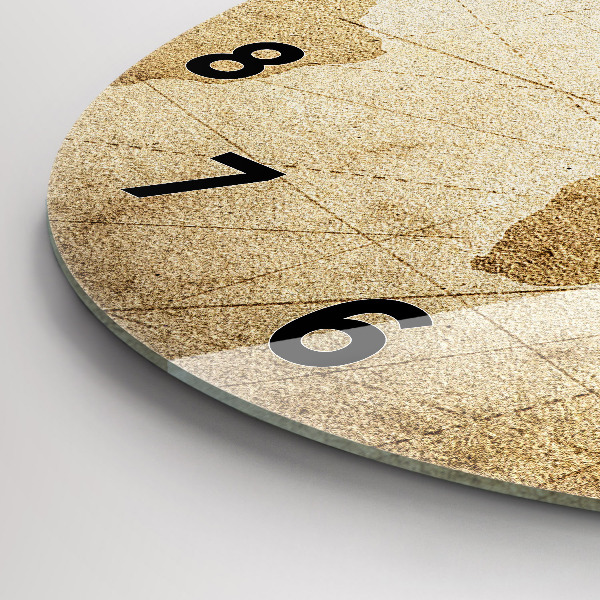 Round glass wall clock Vintage world map