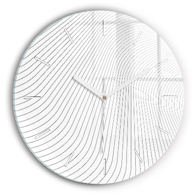 Round glass wall clock Abstraction lines