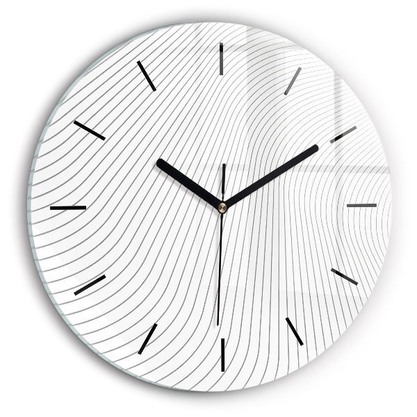 Round glass wall clock Abstraction lines