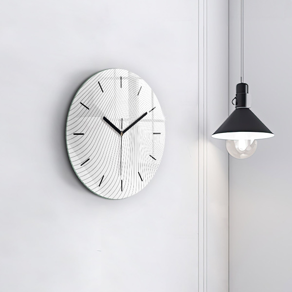 Round glass wall clock Abstraction lines