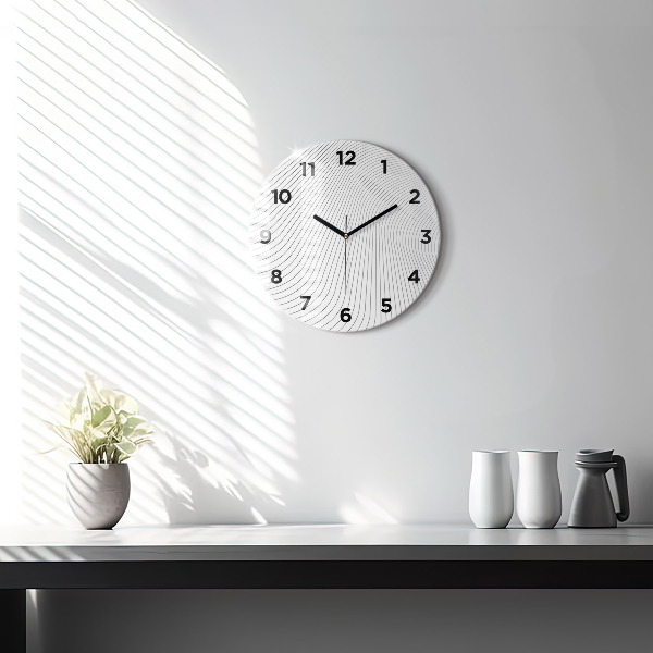 Round glass wall clock Abstraction lines