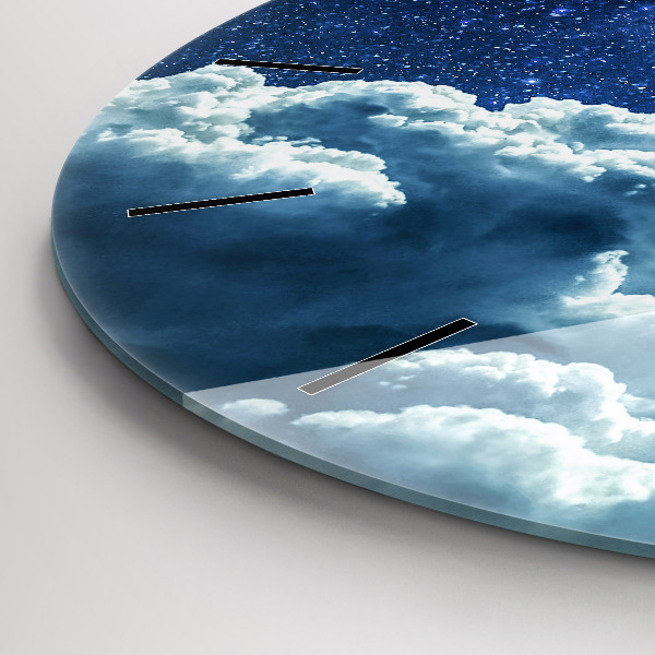 Round glass wall clock Night sky