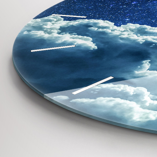 Round glass wall clock Night sky