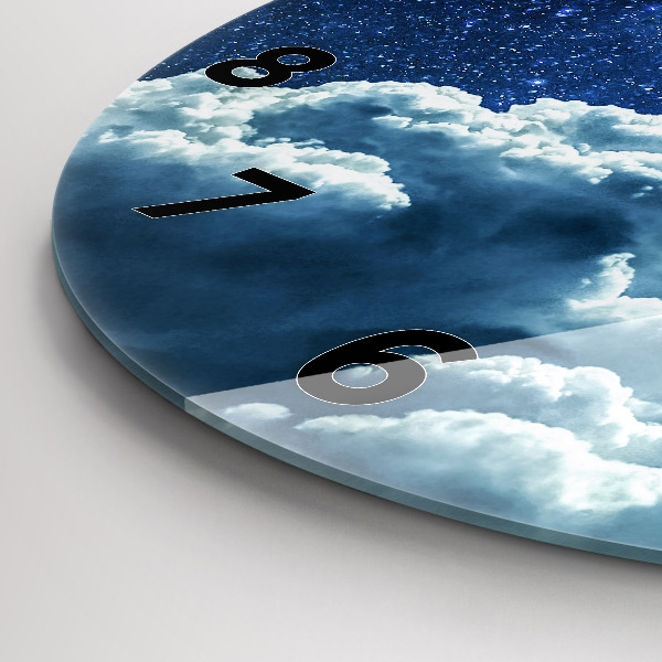 Round glass wall clock Night sky