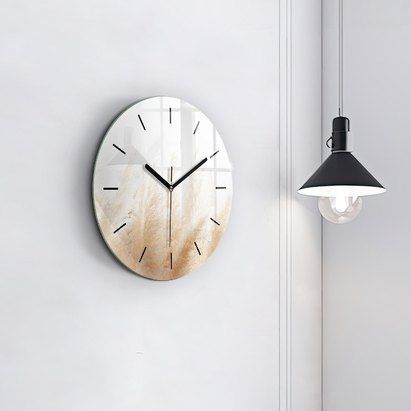 Round glass wall clock Ears of grain