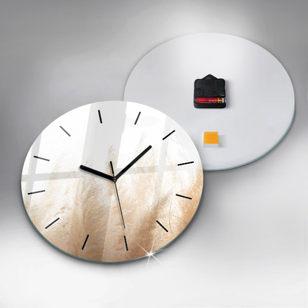 Round glass wall clock Ears of grain