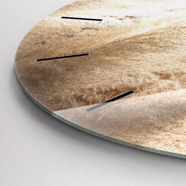 Round glass wall clock Ears of grain