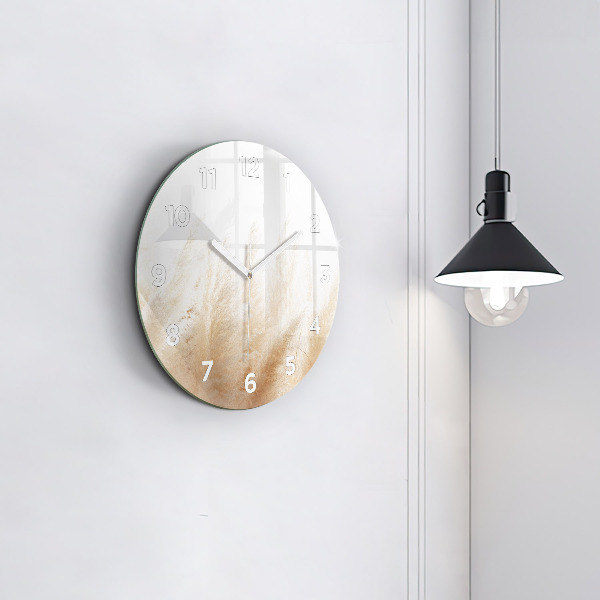 Round glass wall clock Ears of grain