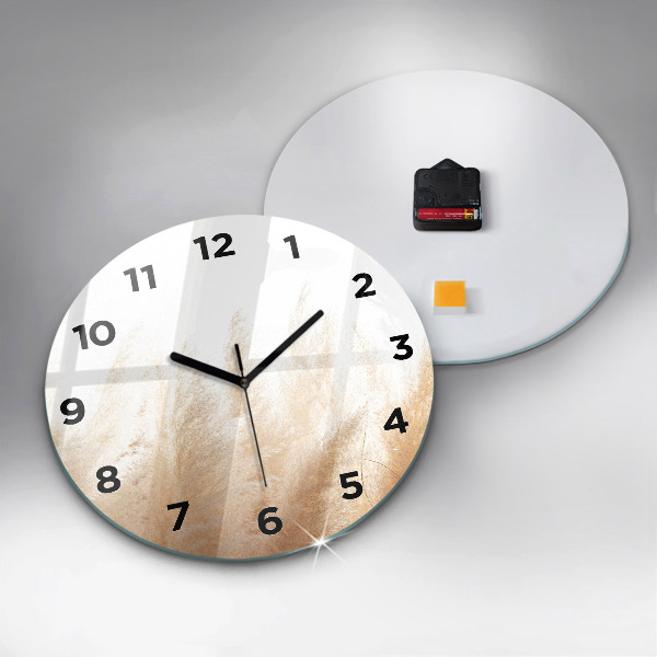 Round glass wall clock Ears of grain
