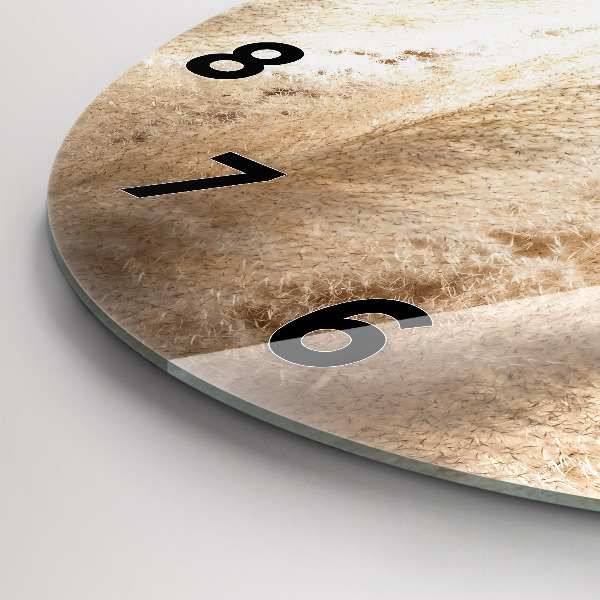 Round glass wall clock Ears of grain
