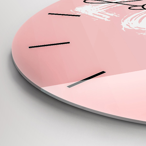 Round glass wall clock The inscription Love yourself