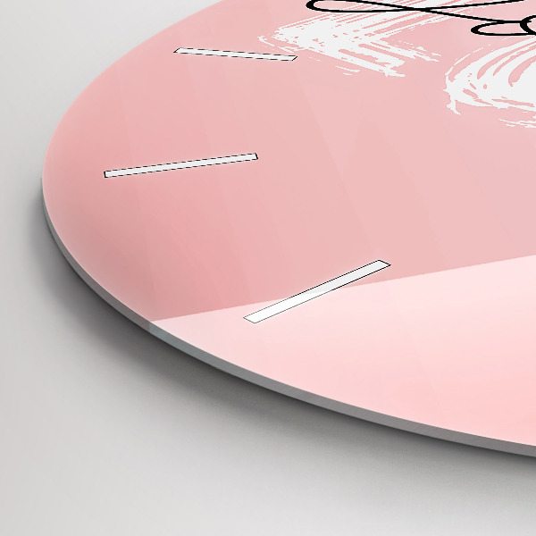 Round glass wall clock The inscription Love yourself